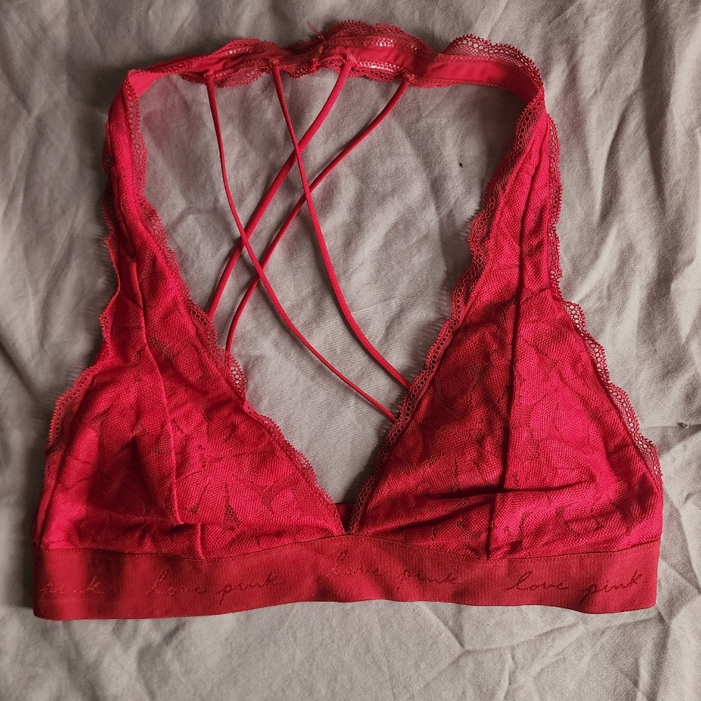 PINK Victoria's Secret Red Lace Bralette